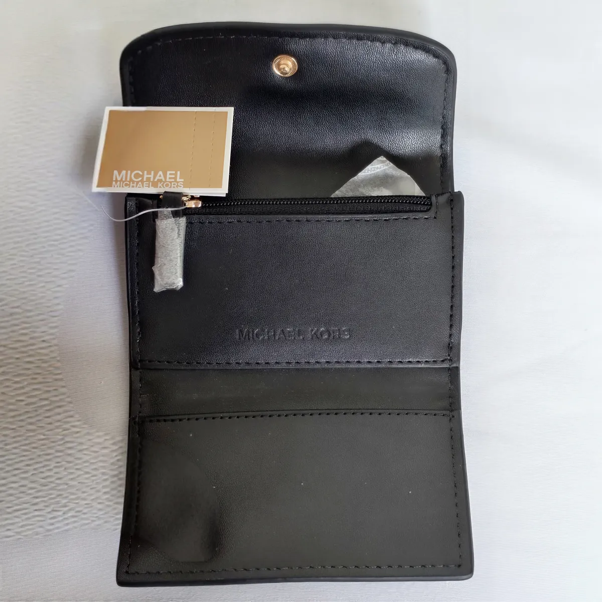Portefeuille Compact Femme Michael Kors Hamilton Cuir Noir – Neuf - Image 1