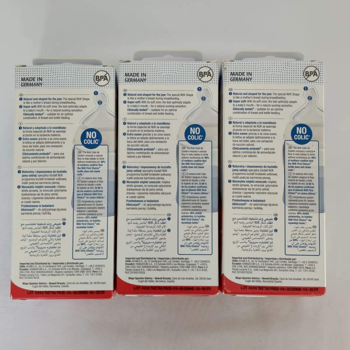 Lots de 3 Biberons NUK First Choice+ 0-6 Mois Neuf - Image 1